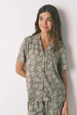 Pijama Capri viscosa flores kaki