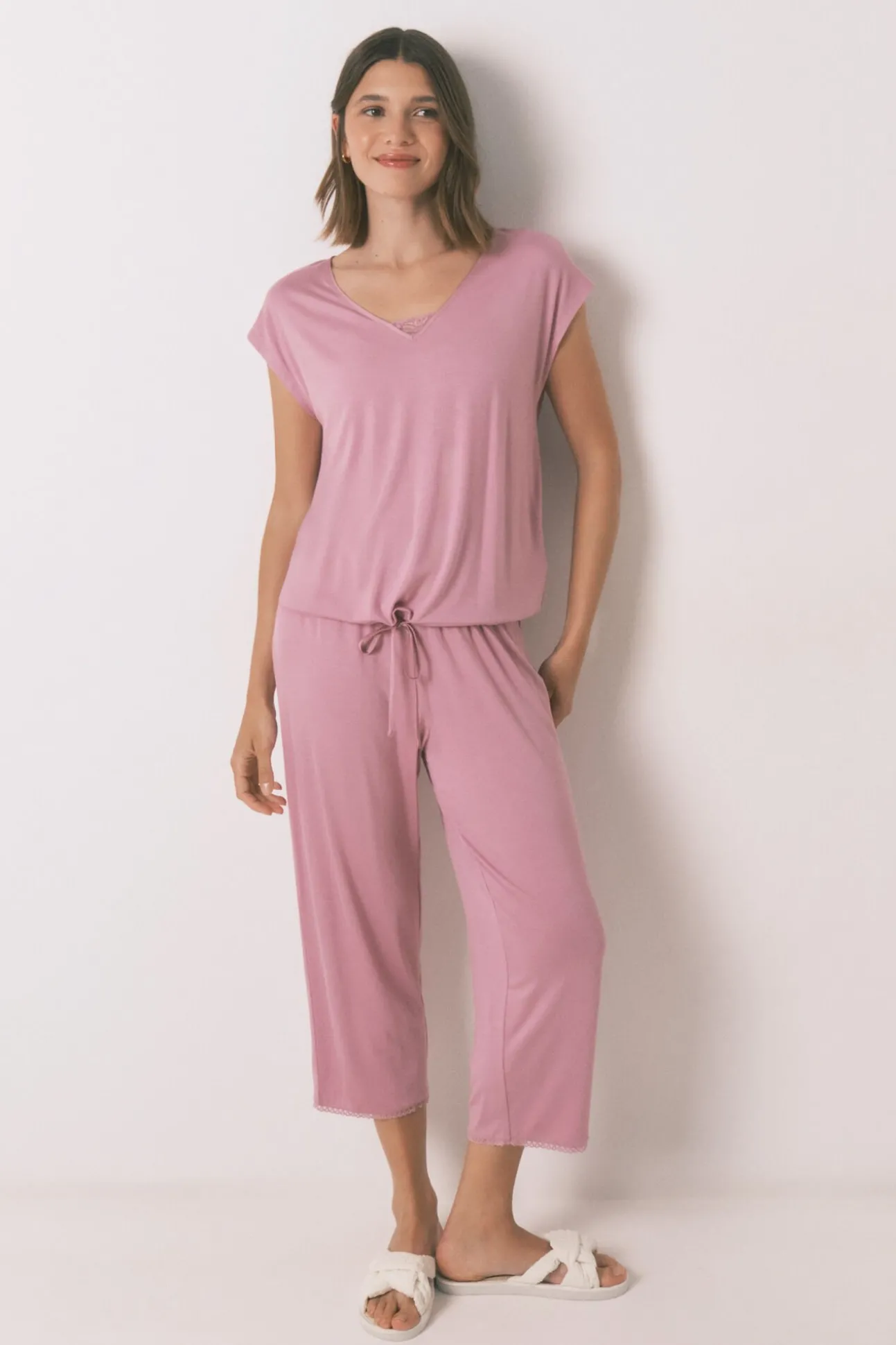 Pijama Capri viscosa rosa soft touch