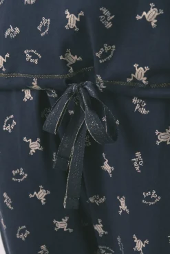 Pijama largo 100% algodón azul estampado ranitas