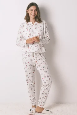 Pijama largo 100% algodón blanco Snoopy