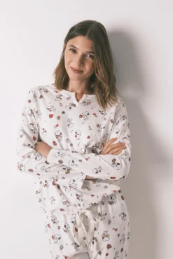 Pijama largo 100% algodón blanco Snoopy