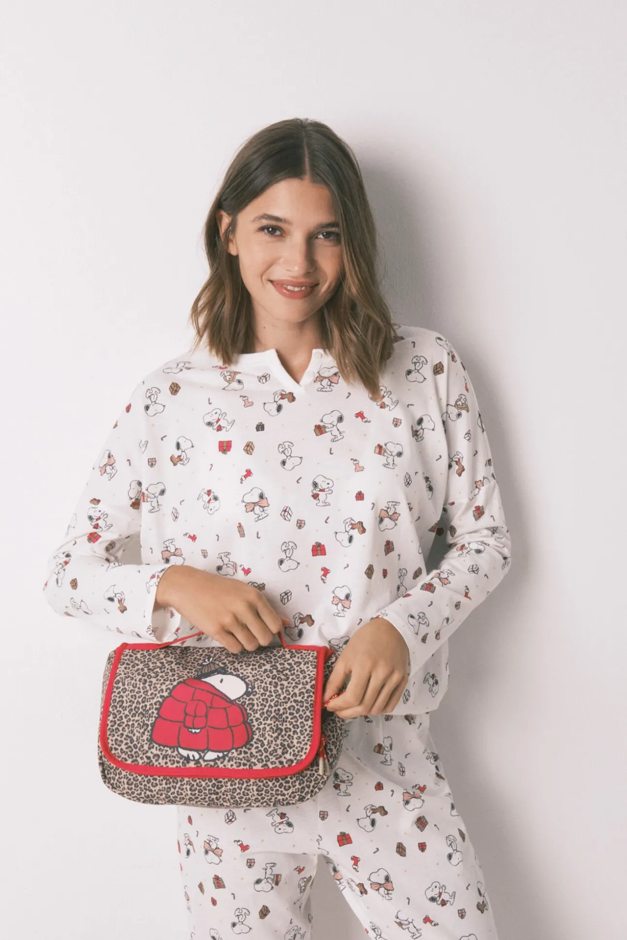 Pijama largo 100% algodón blanco Snoopy