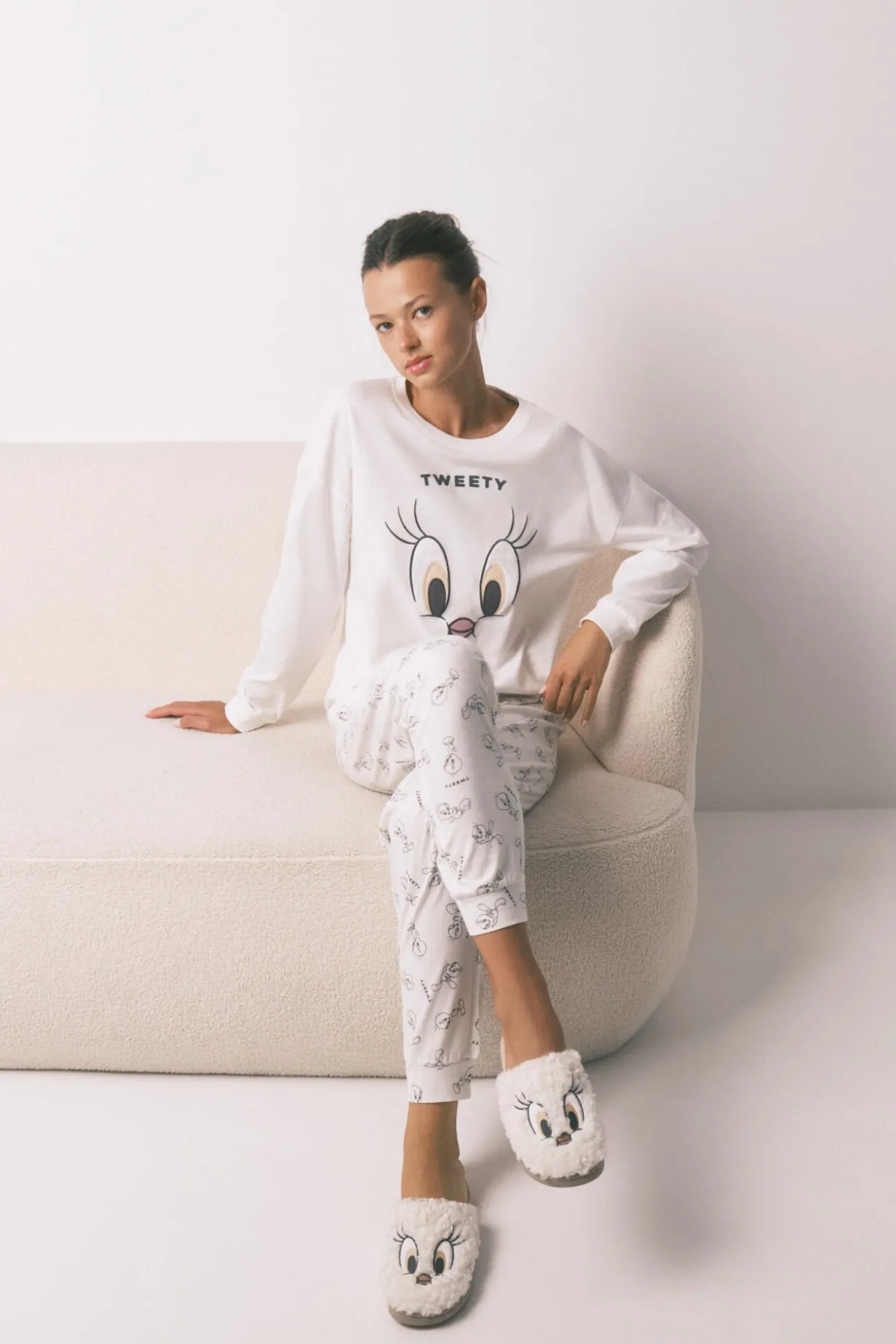 Pijama largo 100% algodón blanco Piolín