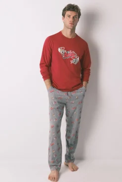 Pijama largo 100% algodón Buddies rojo