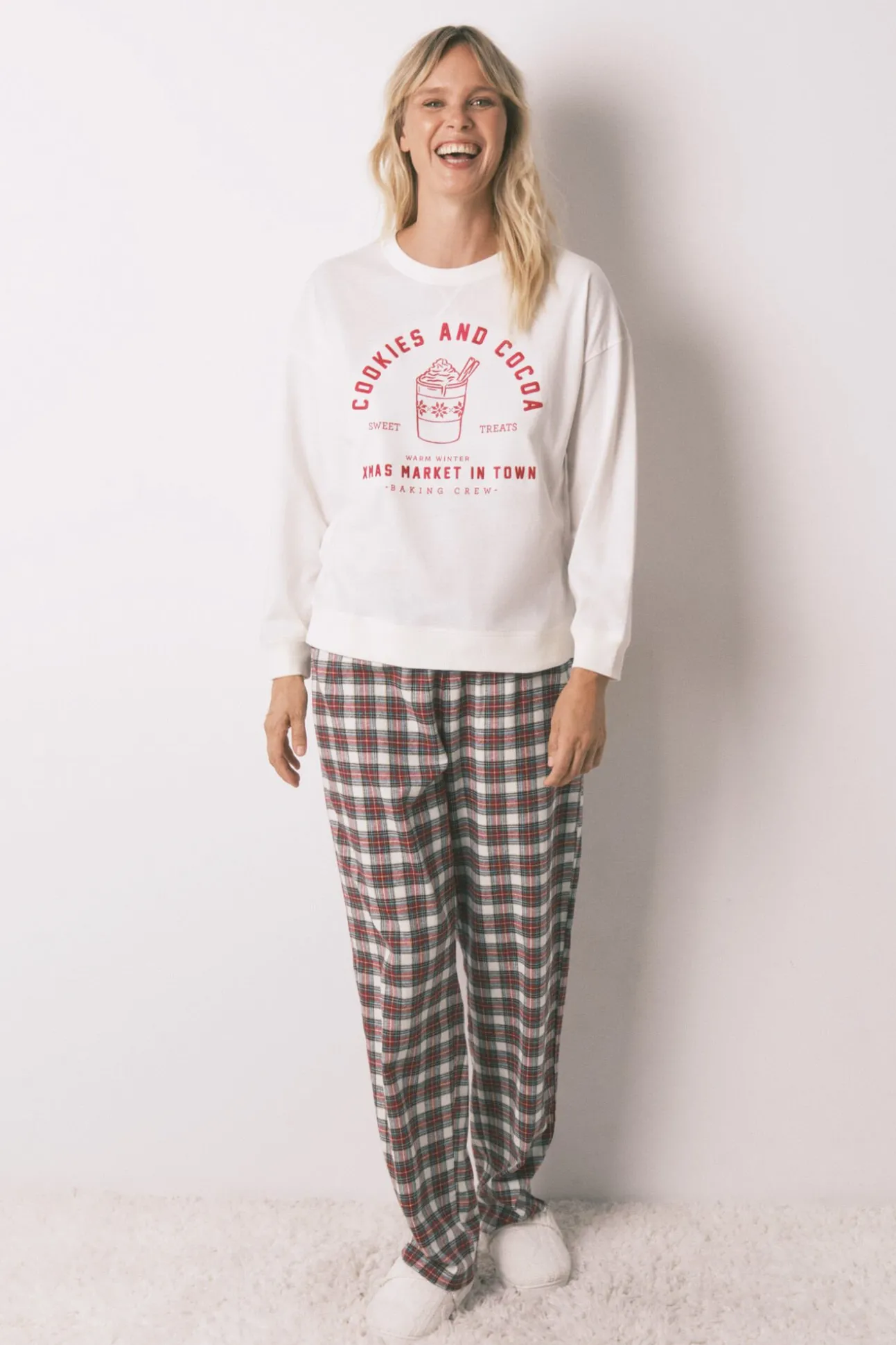 Pijama largo 100% algodón cuadros