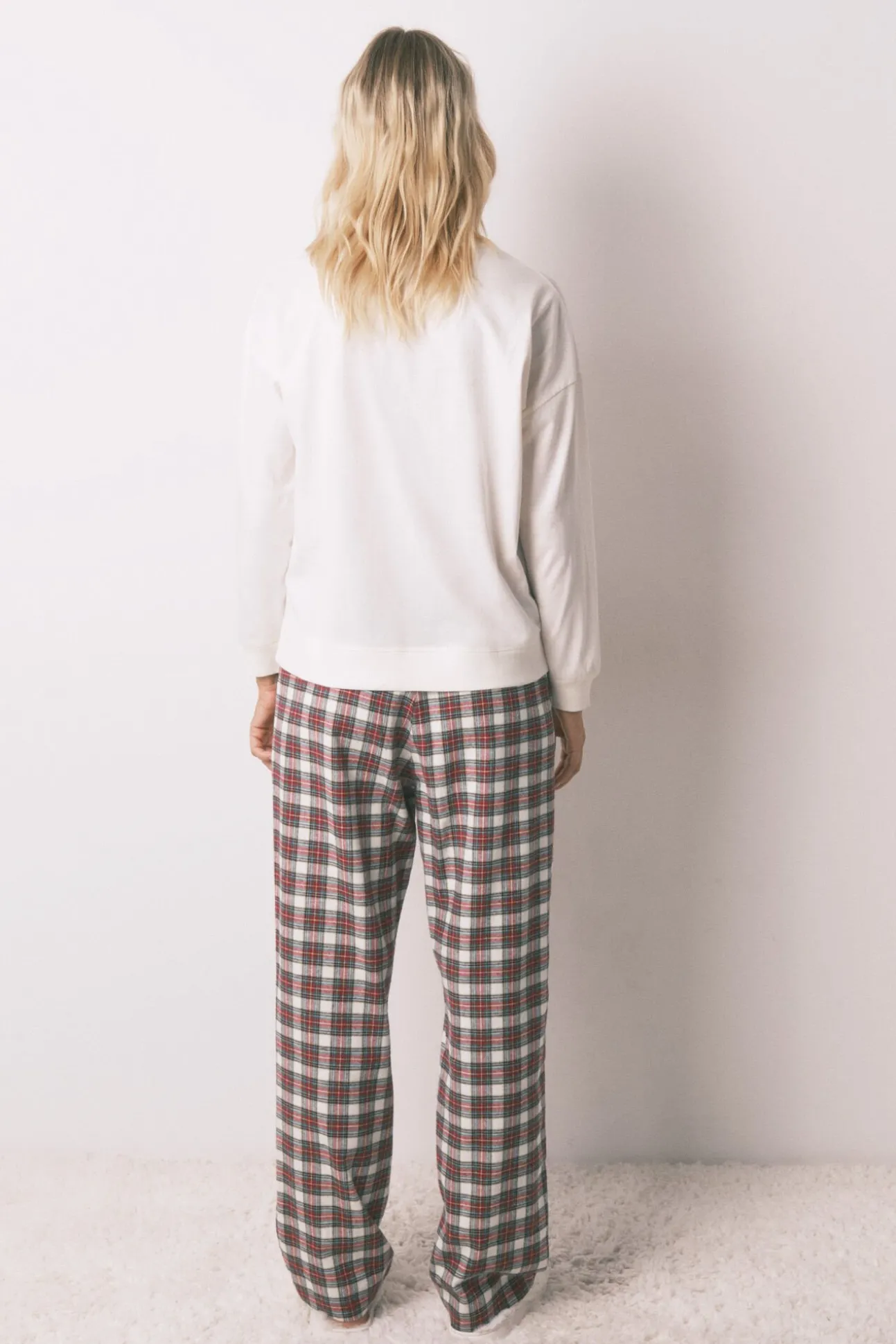 Pijama largo 100% algodón cuadros