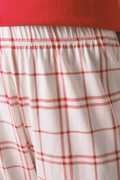 Pijama largo 100% algodón cuadros rojo Snoopy