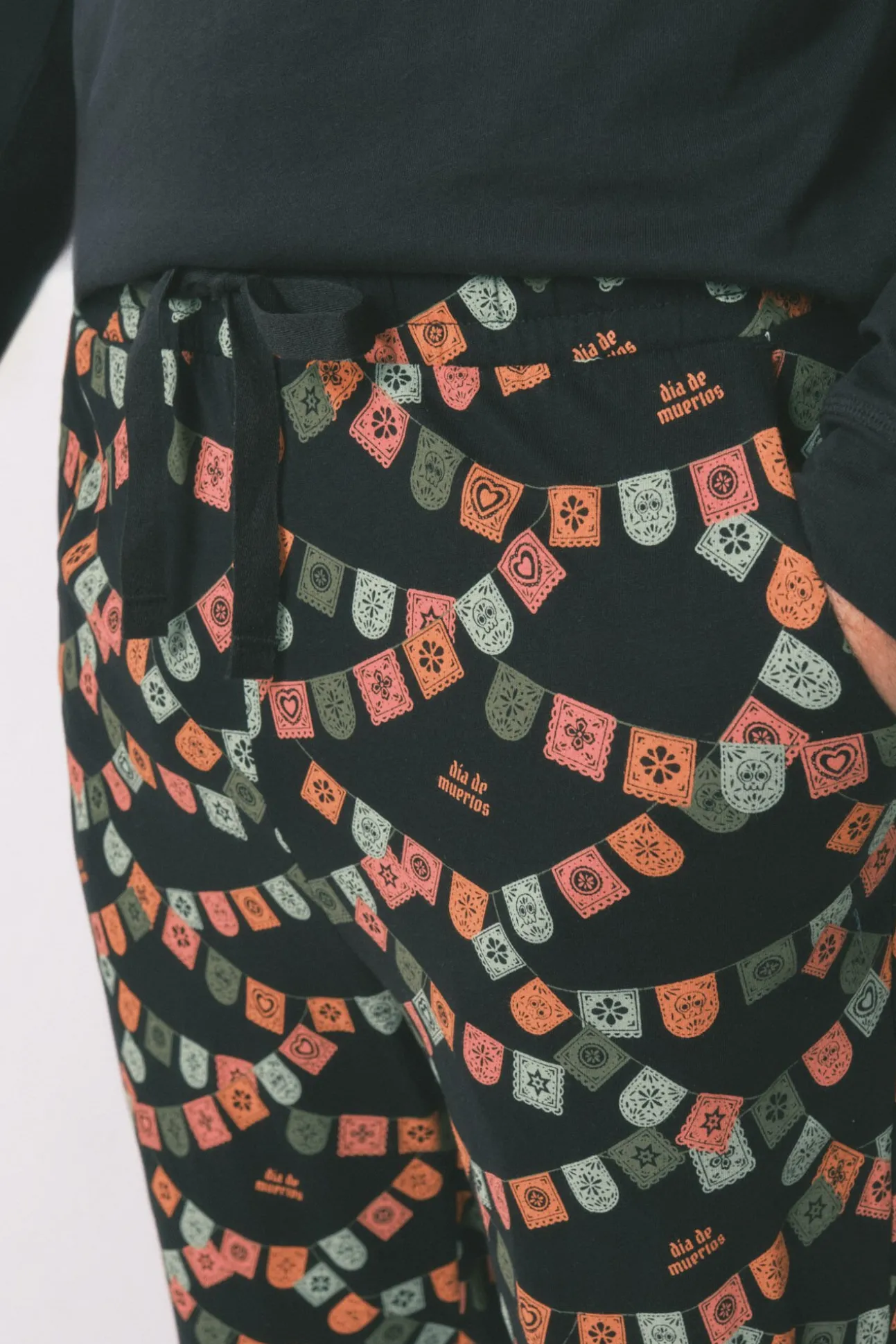 Pijama largo 100% algodón "Día de muertos" negro