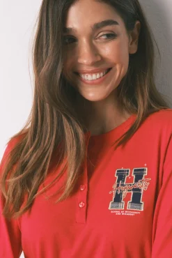 Pijama largo 100% algodón estampado cuadros 