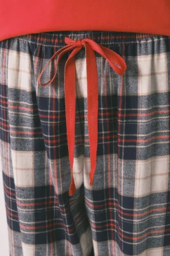 Pijama largo 100% algodón estampado cuadros 