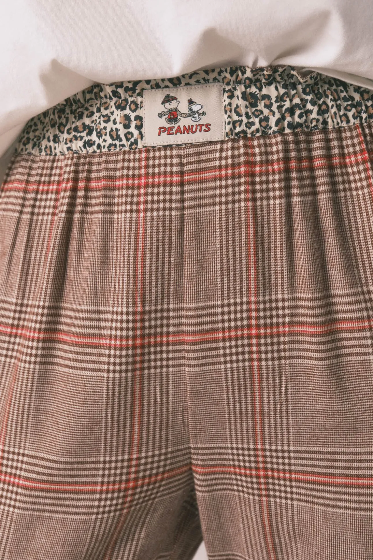 Pijama largo 100% algodón estampado cuadros Snoopy