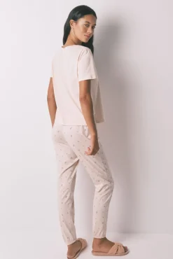 Pijama largo 100% algodón flores rosa