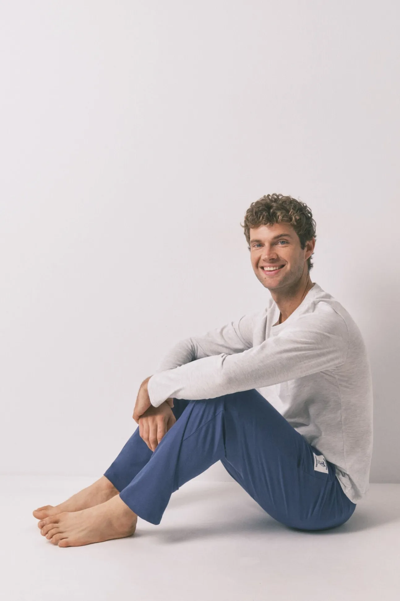 Pijama largo 100% algodón gris