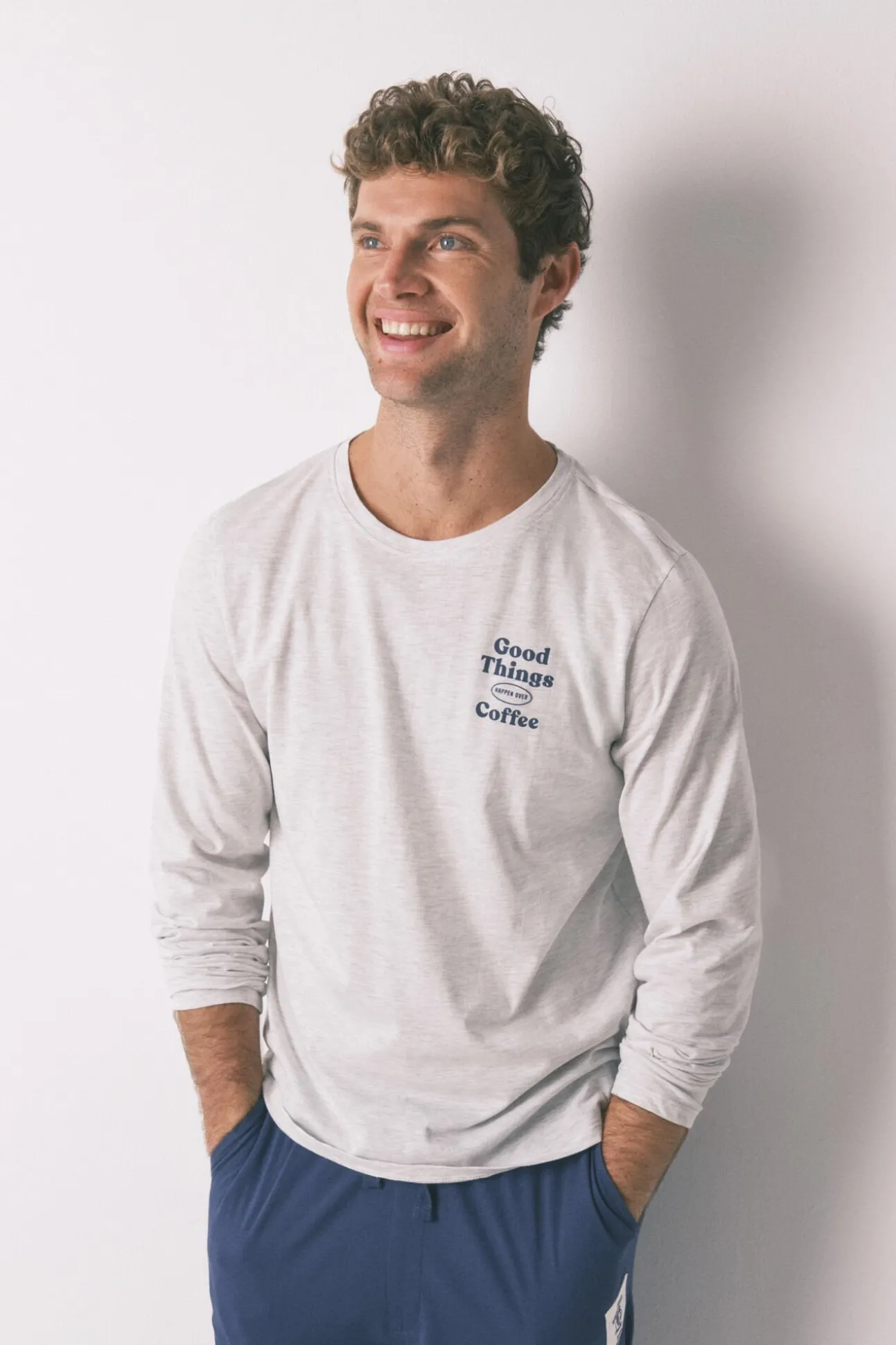 Pijama largo 100% algodón gris