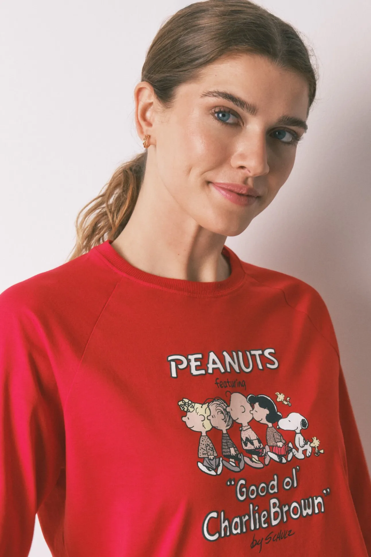 Pijama largo 100% algodón rojo cuadros Snoopy