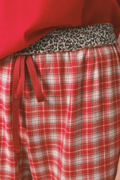 Pijama largo 100% algodón rojo cuadros Snoopy