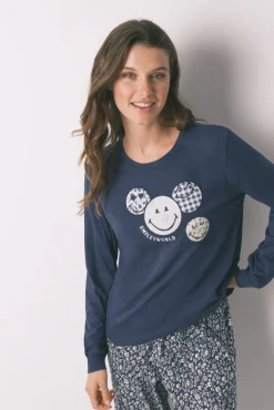 Pijama largo 100% algodón SmileyWorld® azul
