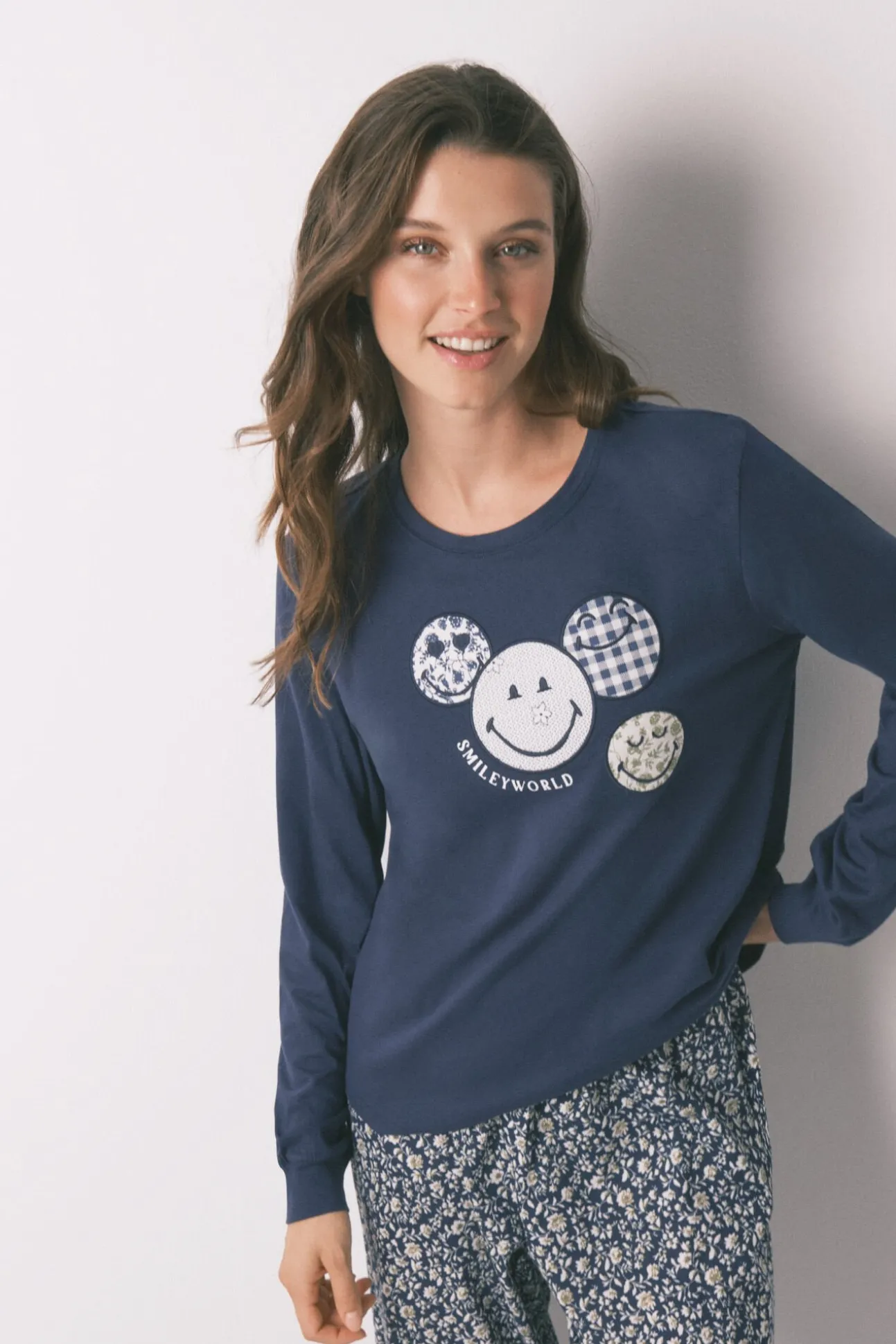 Pijama largo 100% algodón SmileyWorld® azul