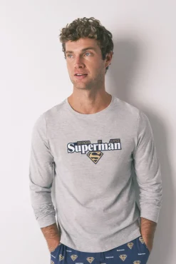 Pijama largo 100% algodón Superman gris