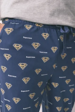 Pijama largo 100% algodón Superman gris