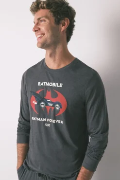 Pijama largo algodón Batman gris