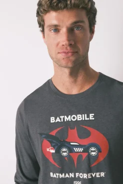 Pijama largo algodón Batman gris