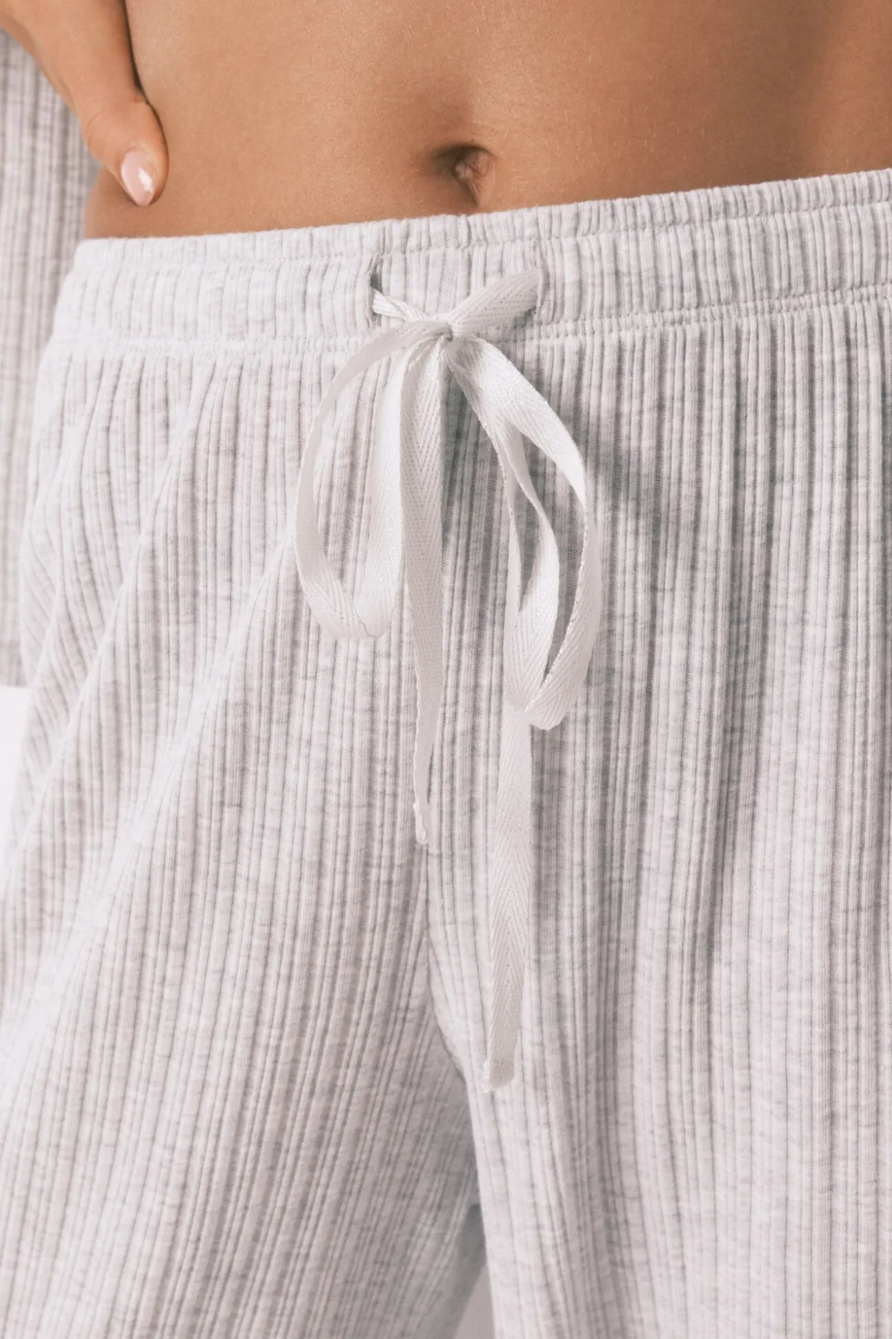 Pijama largo algodón canalé gris