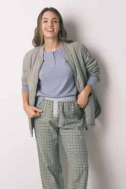 Pijama largo algodón pantalón cuadros