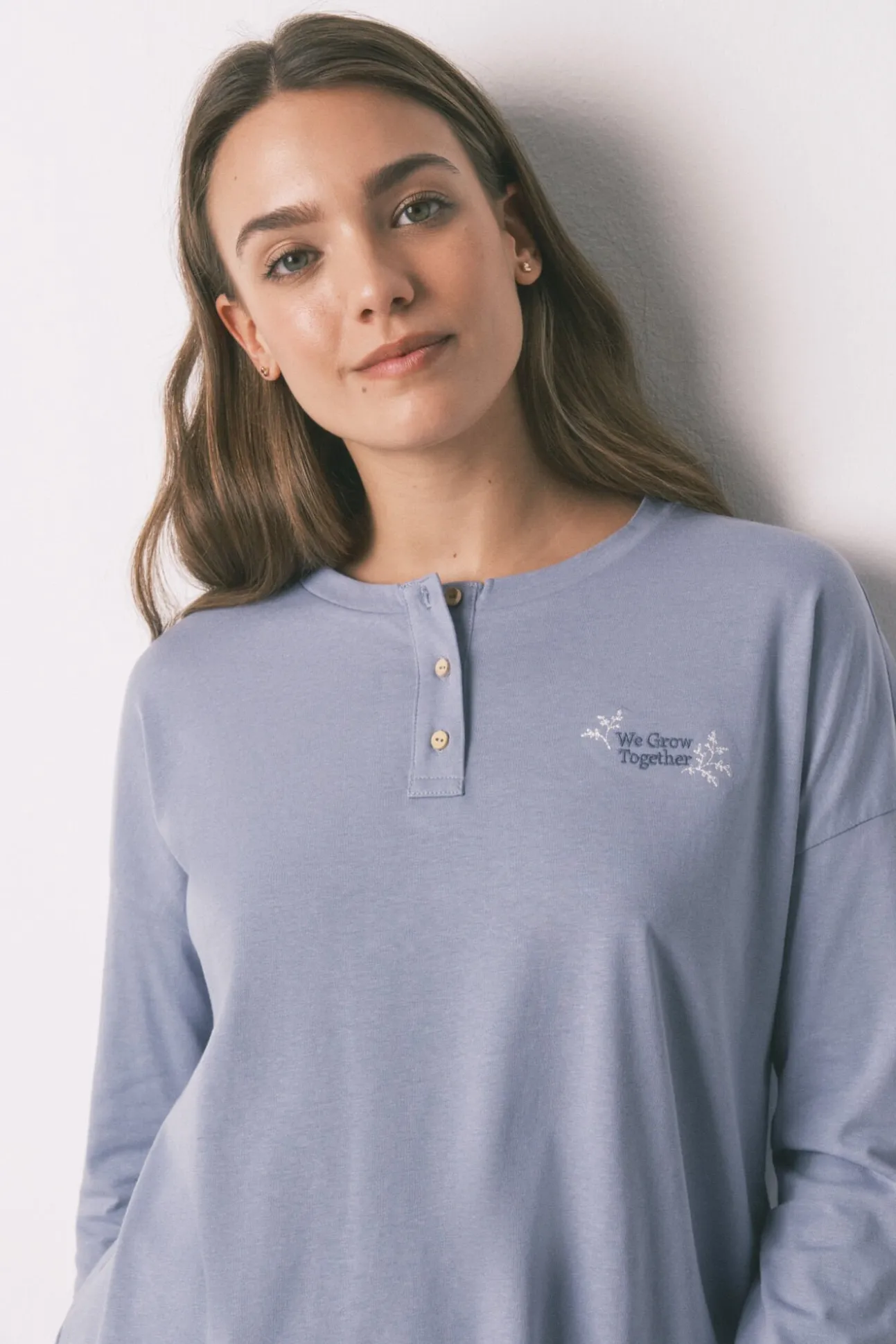 Pijama largo algodón pantalón cuadros