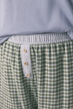 Pijama largo algodón pantalón cuadros