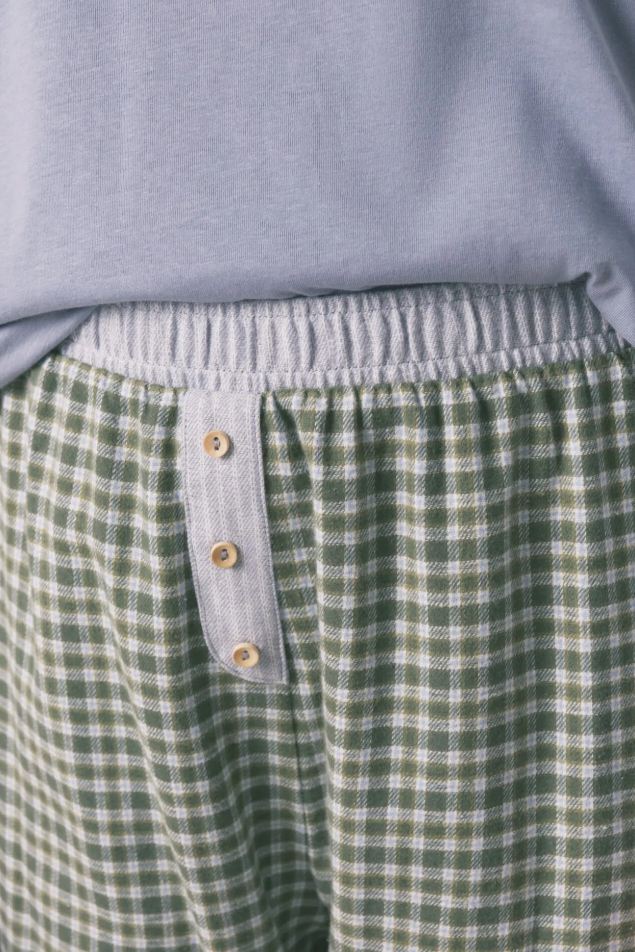 Pijama largo algodón pantalón cuadros