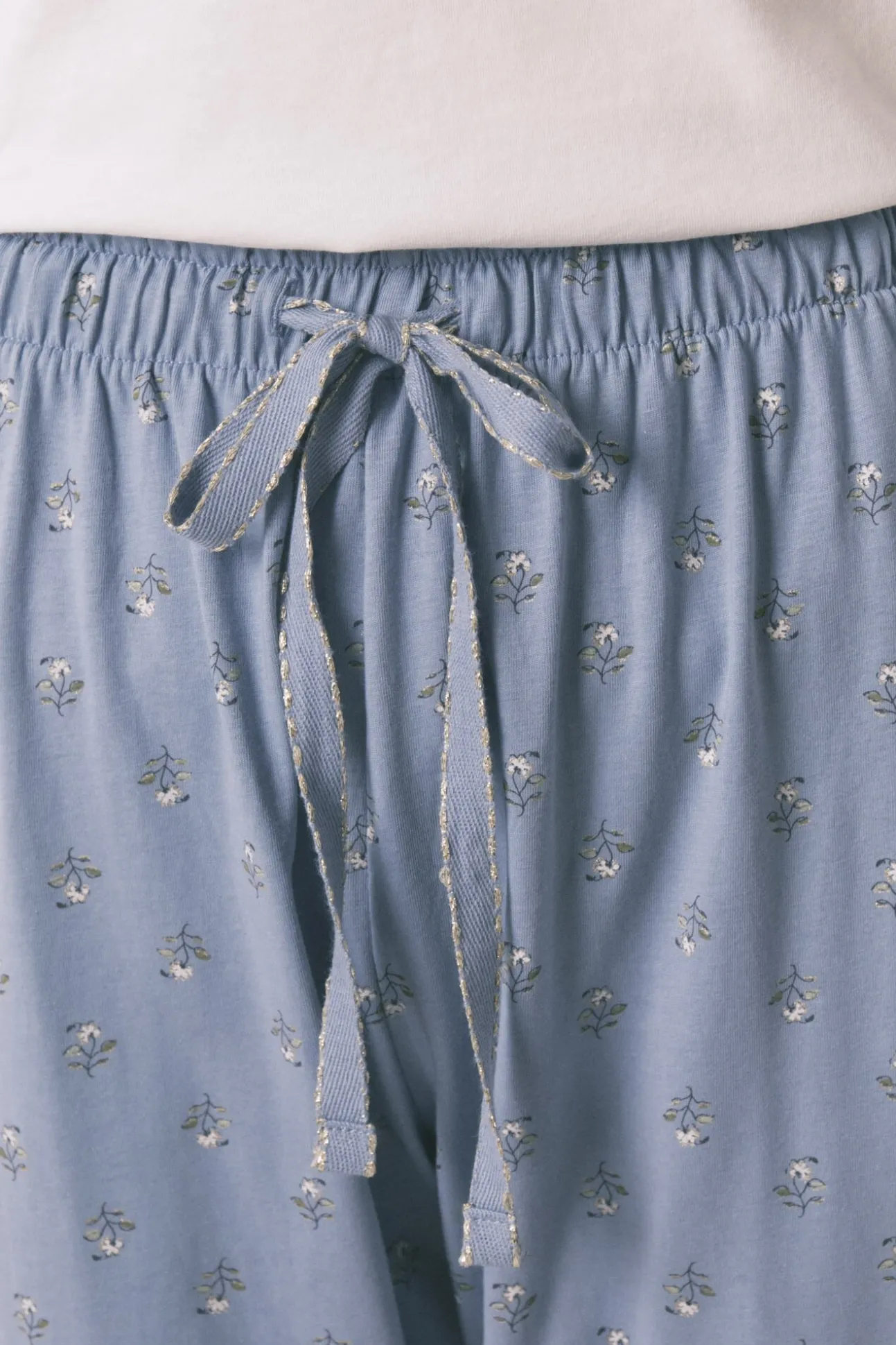 Pijama largo algodón pantalón flores