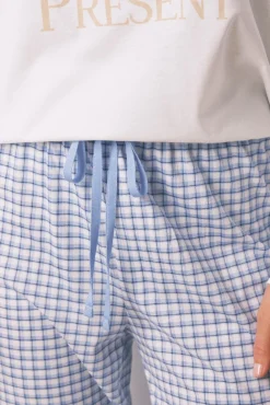 Pijama largo algodón Snoopy Vichy