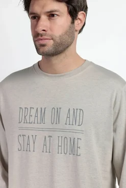 Pijama largo azul y beige cuadrospara hombre