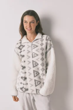 Pijama largo borrego y polar estampado