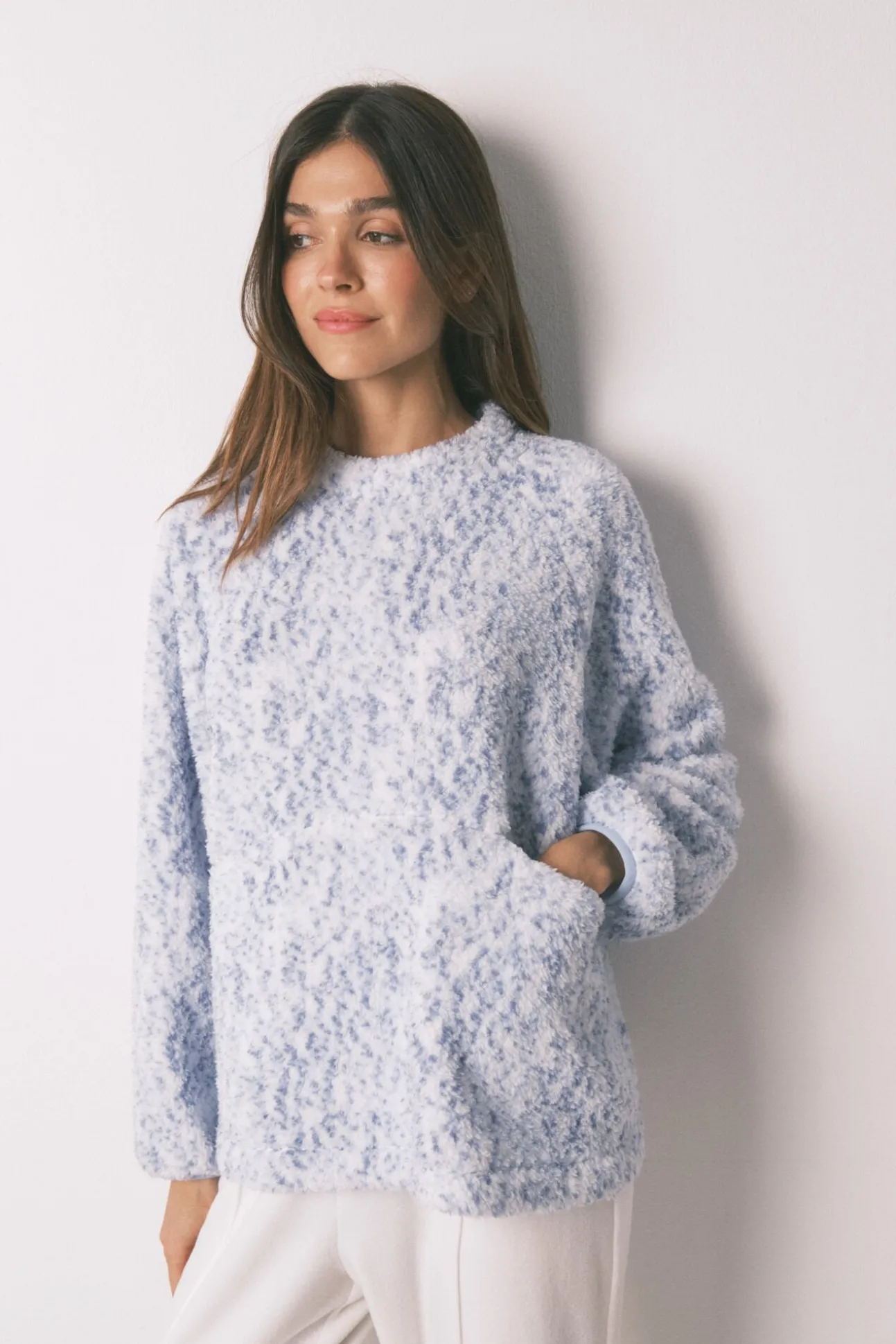 Pijama largo borreguito azul