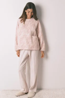 Pijama largo borreguito rosa