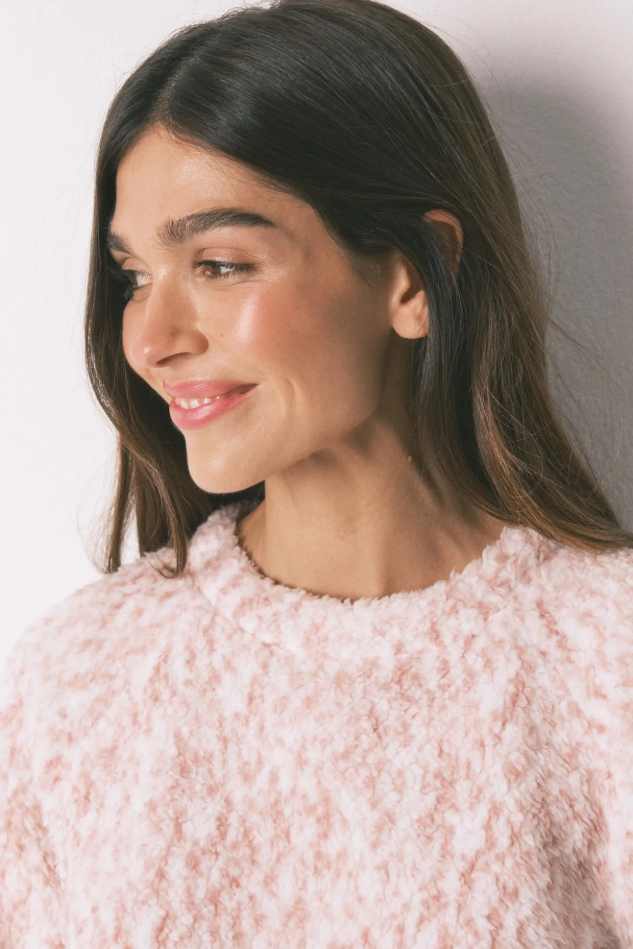 Pijama largo borreguito rosa