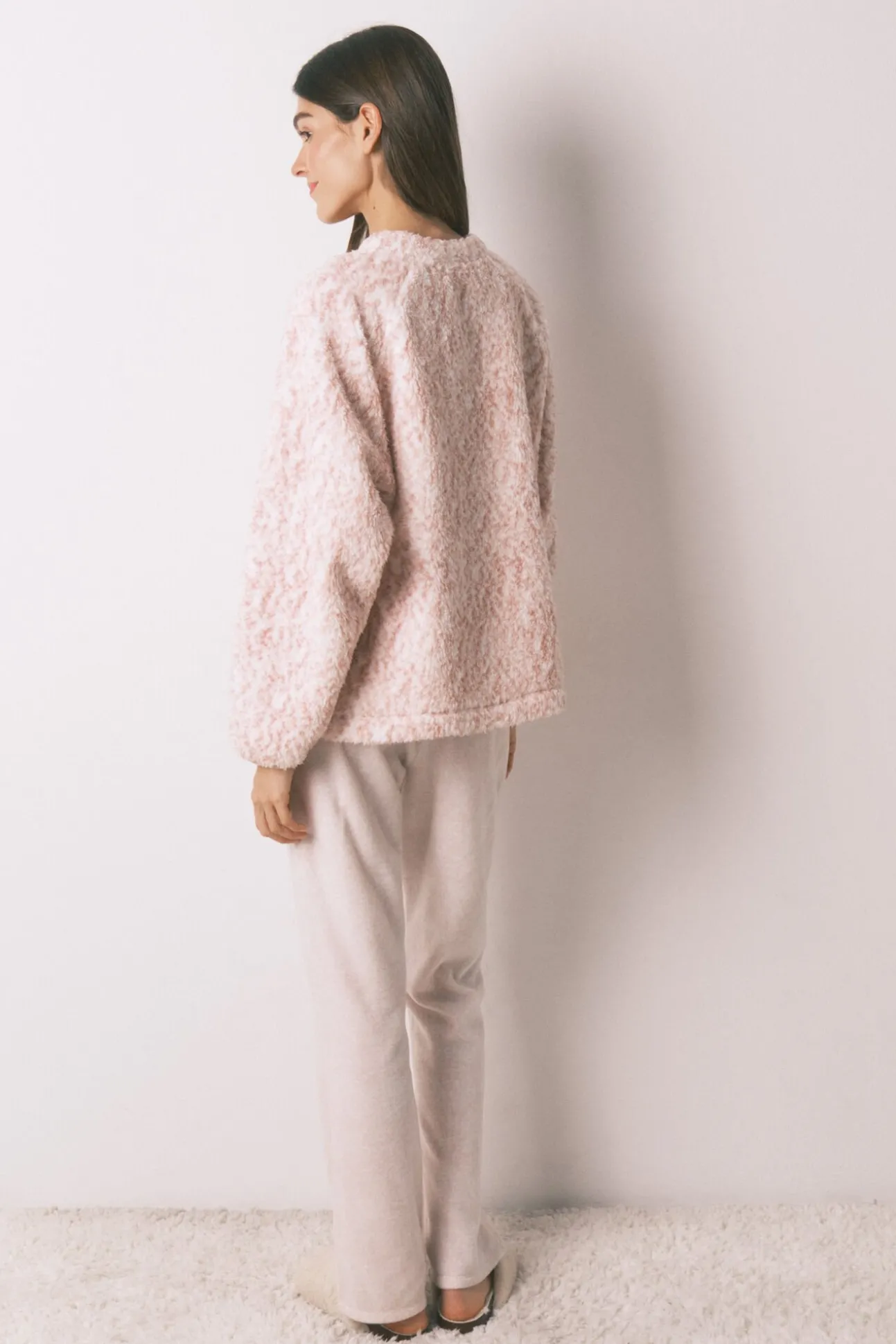 Pijama largo borreguito rosa