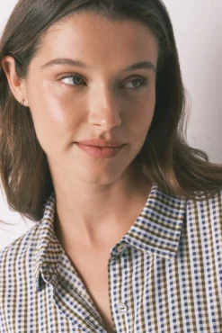 Pijama largo camisero cuadros y topos