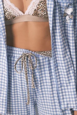 Pijama largo camisero Snoopy Vichy