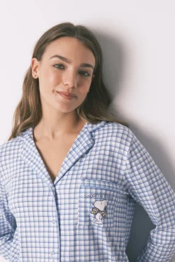 Pijama largo camisero Snoopy Vichy