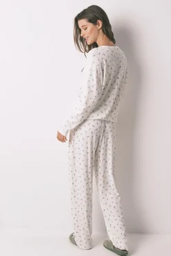 Pijama largo canalé Mafalda blanco