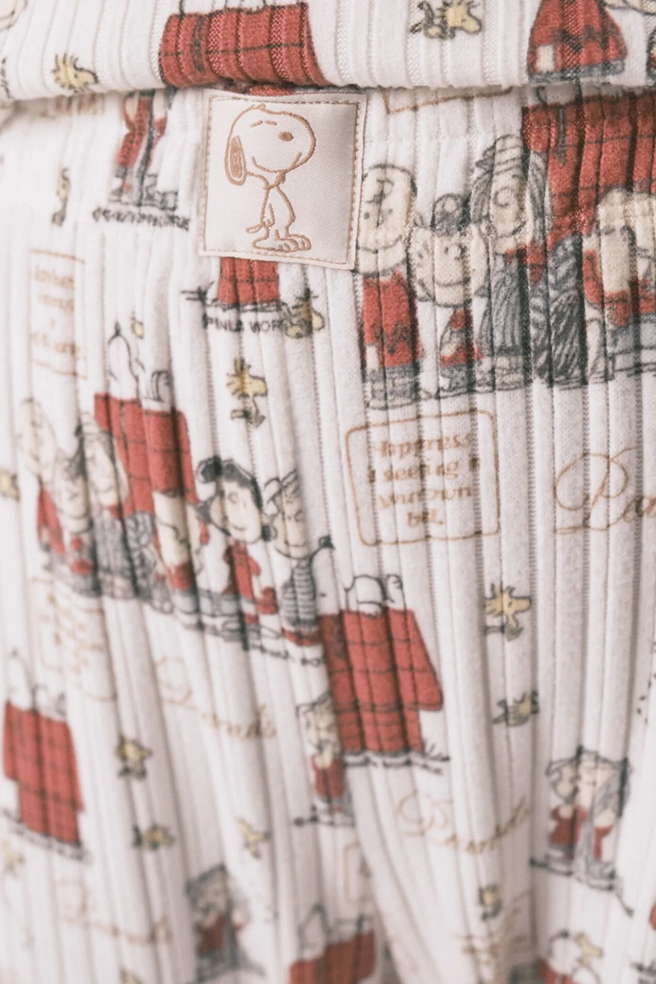 Pijama largo canalé suave blanco Snoopy