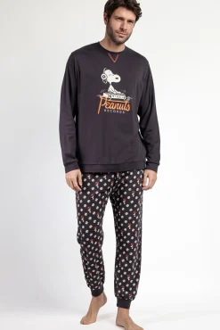 Pijama largo estampado Snoopy para hombre