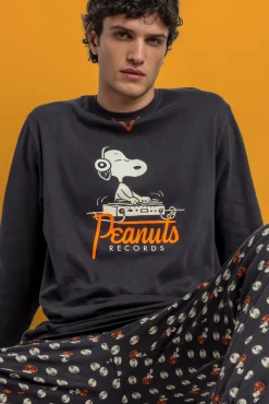 Pijama largo estampado Snoopy para hombre