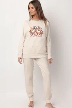 Pijama largo felpa Chip&Dale para mujer