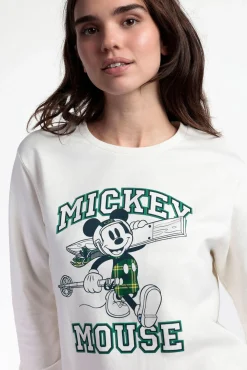 Pijama largo felpa cuadros 100% algodón Ski Mickey