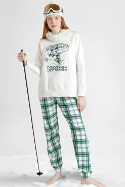 Pijama largo felpa cuadros 100% algodón Ski Mickey