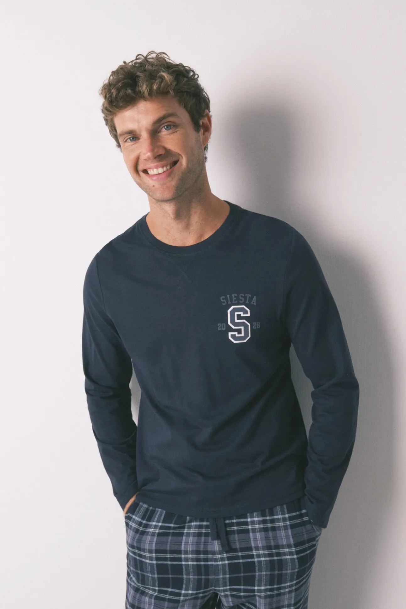 Pijama largo hombre 100% algodón cuadros